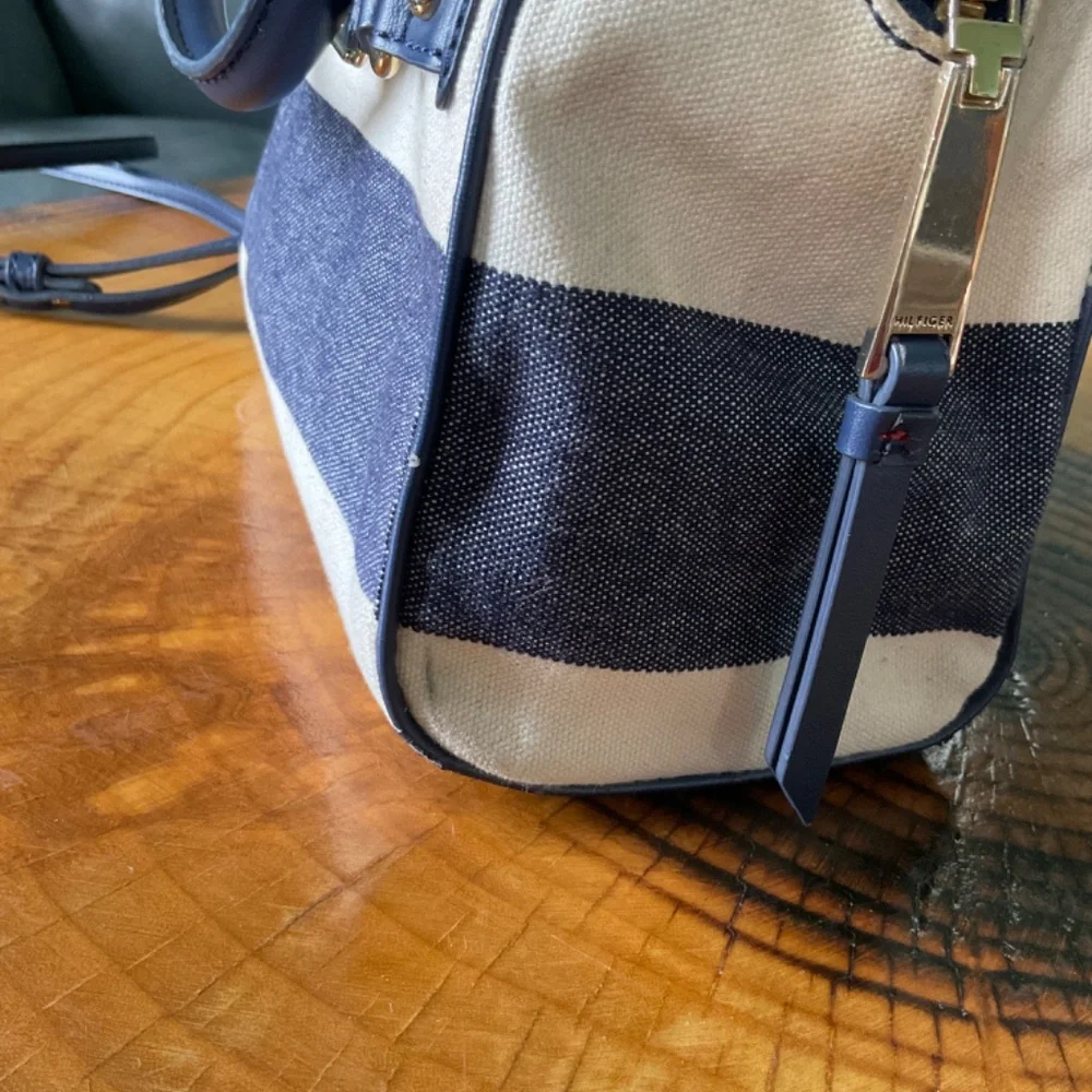 Tommy Hilfiger Fabric Handbag Navy Blue & White